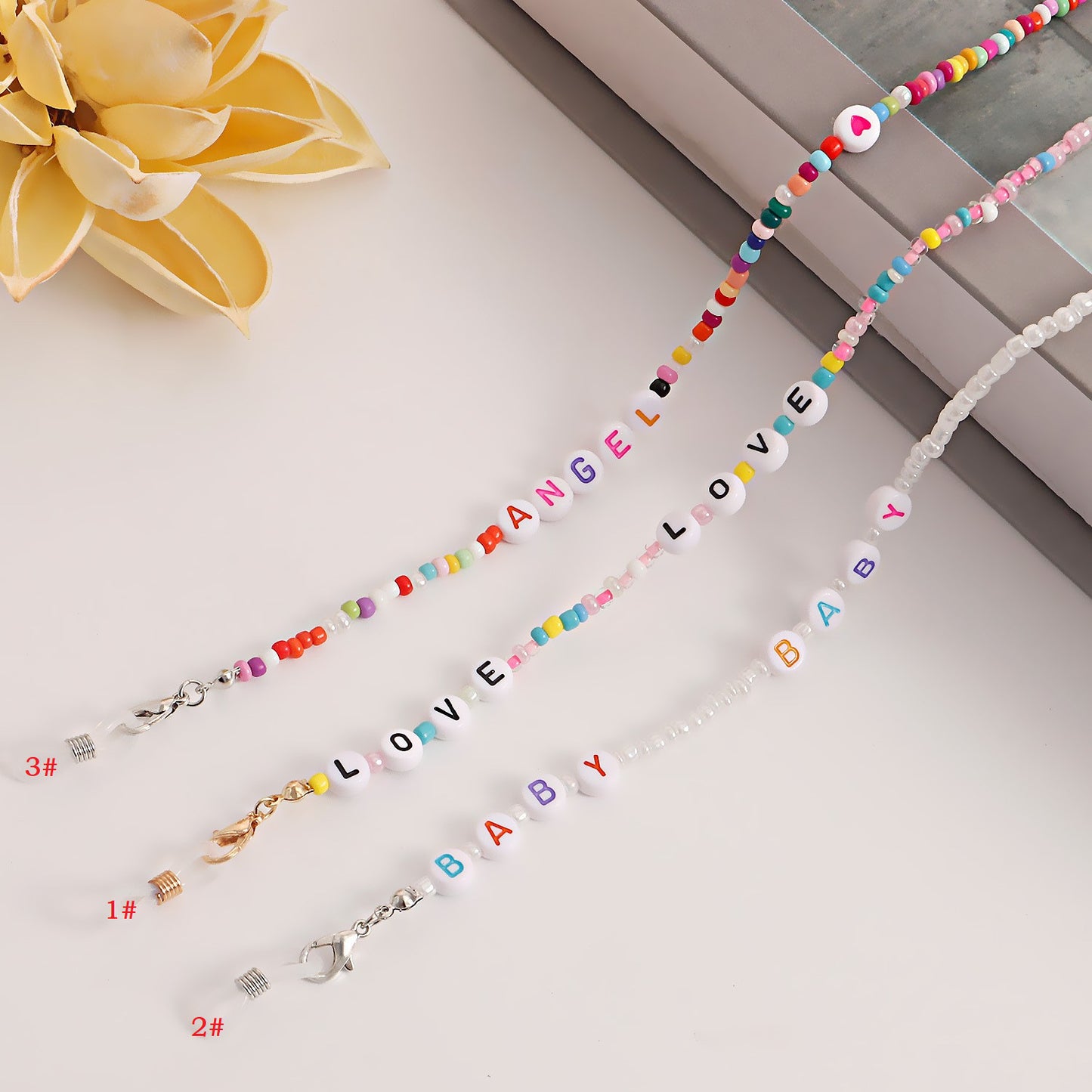 Bohemian Letter LOVE Colorful Glass Beads Eyeglass Chain and Mask Holder