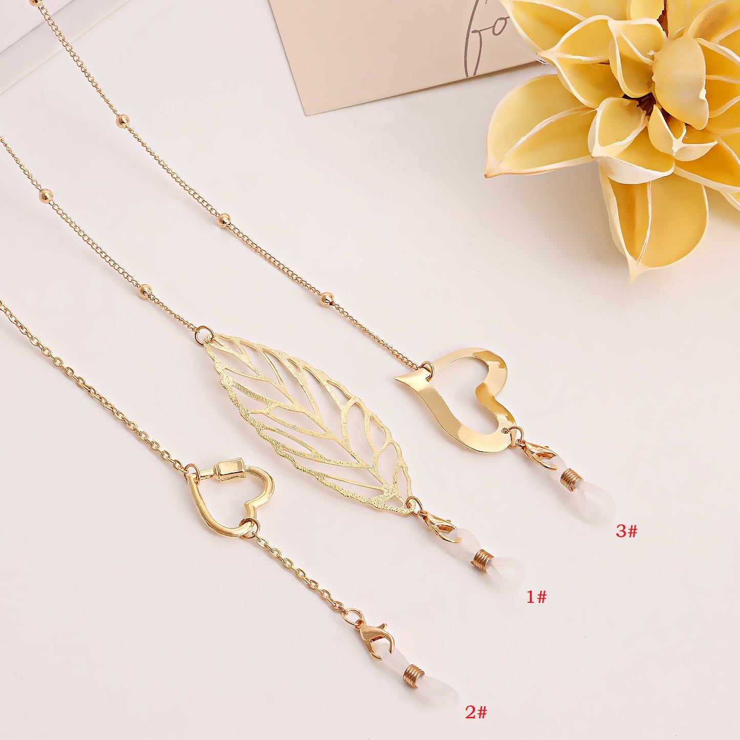 Leaf Heart Shaped Alloy Mask Chain and Eyeglass Holder