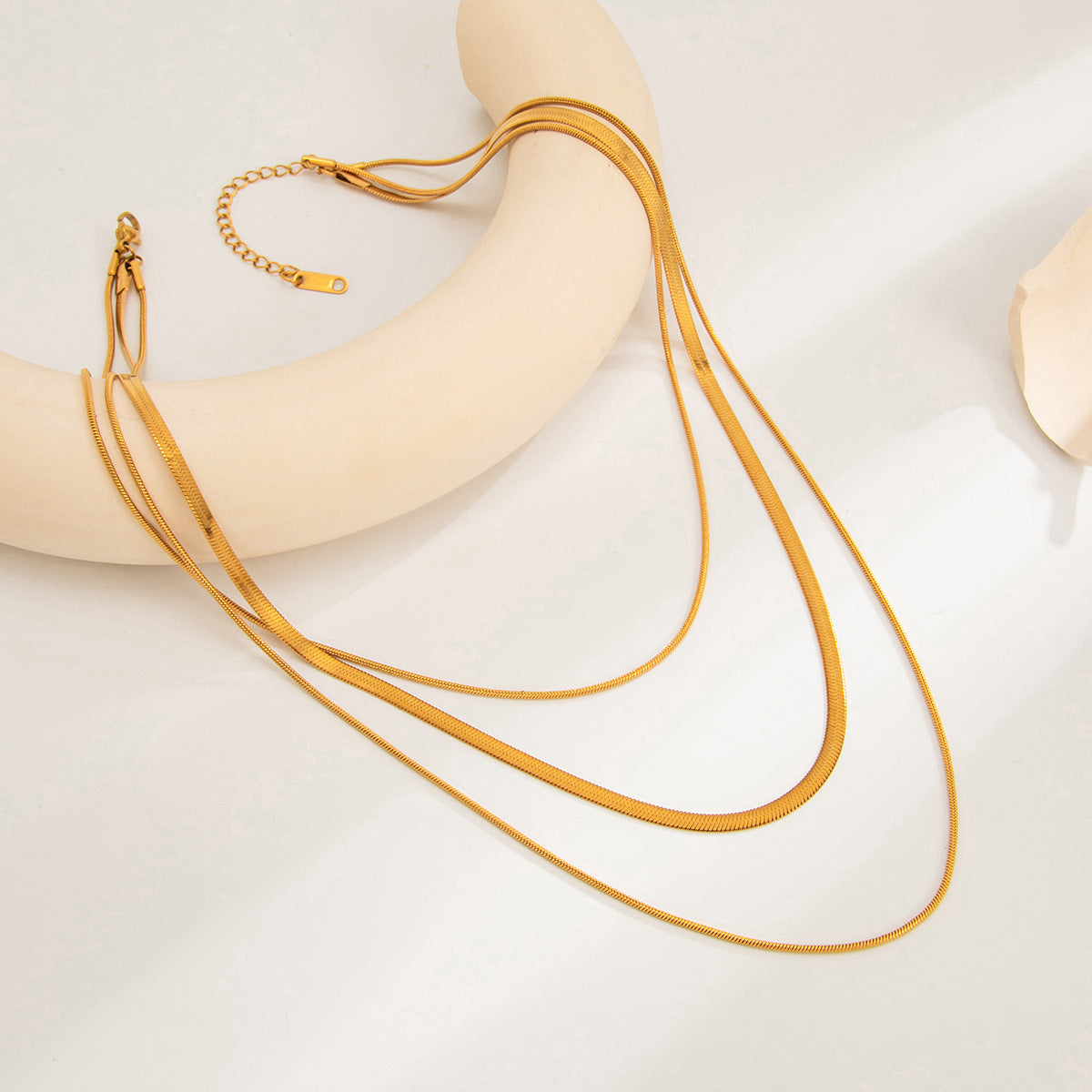 Vintage Hip-hop Geometric Stainless Steel Plated Snake Chain Necklace for Women