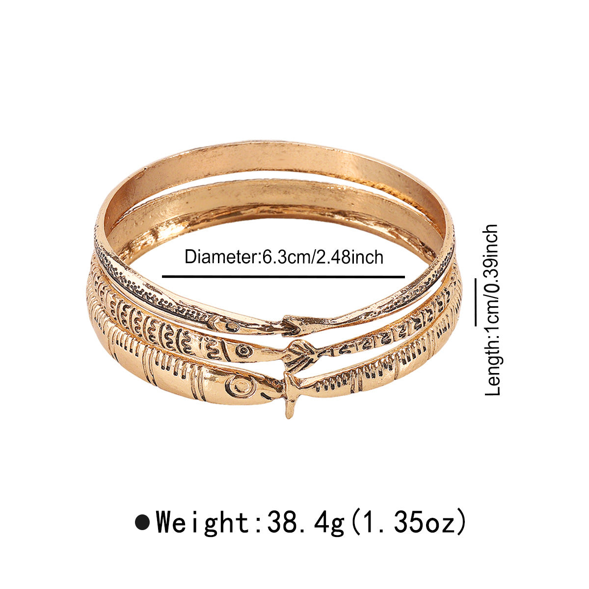 Bracciale multistrato impilabile in lega ispirato al vintage da donna con design a pesci animali marini e finitura galvanizzata