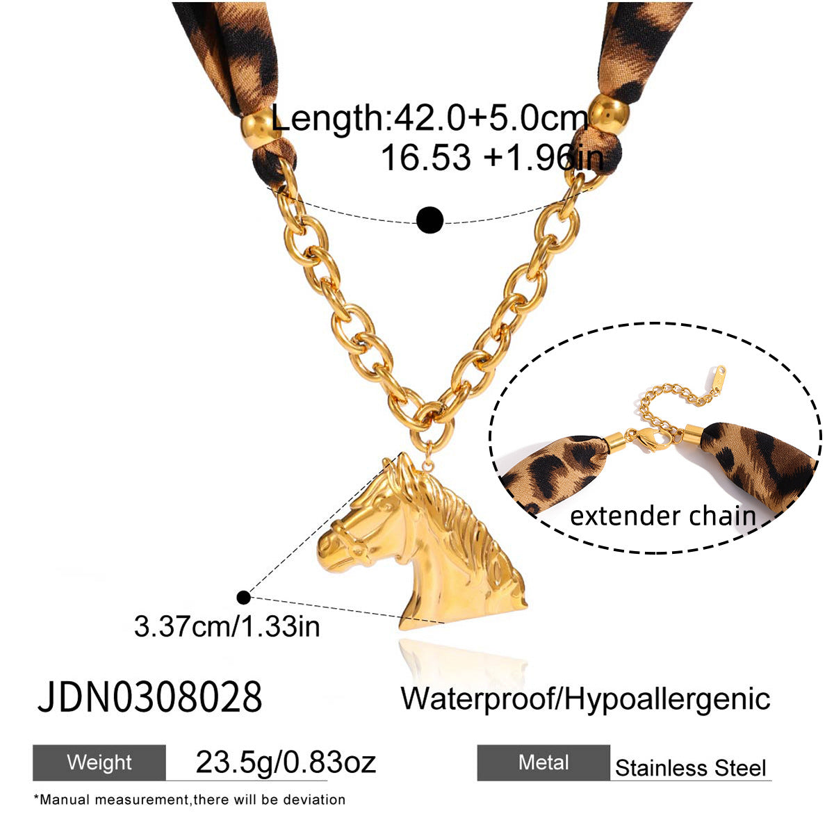 Collana da donna a pendente con cavallo geometrico in acciaio al titanio con finitura placcata, catena a clavicola in acciaio inossidabile