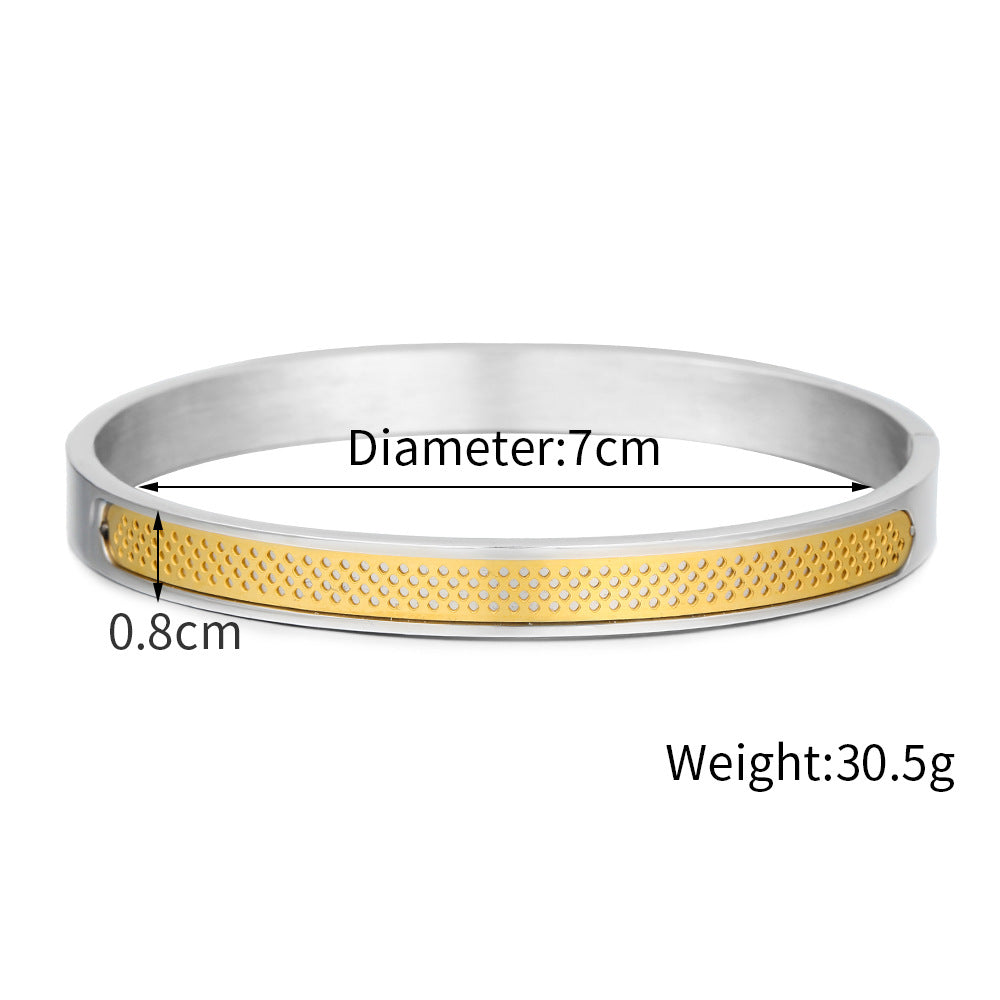 Personalized Round Mesh Plated Titanium Steel Bangle Bracelet for Men and Women