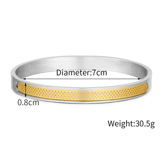 Personalized Round Mesh Plated Titanium Steel Bangle Bracelet for Men and Women