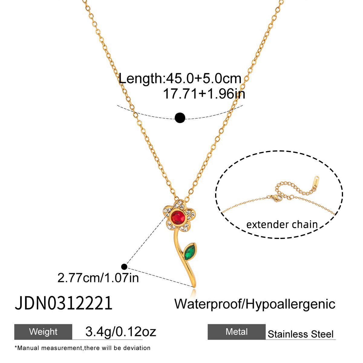 Luxury Minimalist Geometric Flower PVD Gold Plated Stainless Steel Necklace for Women