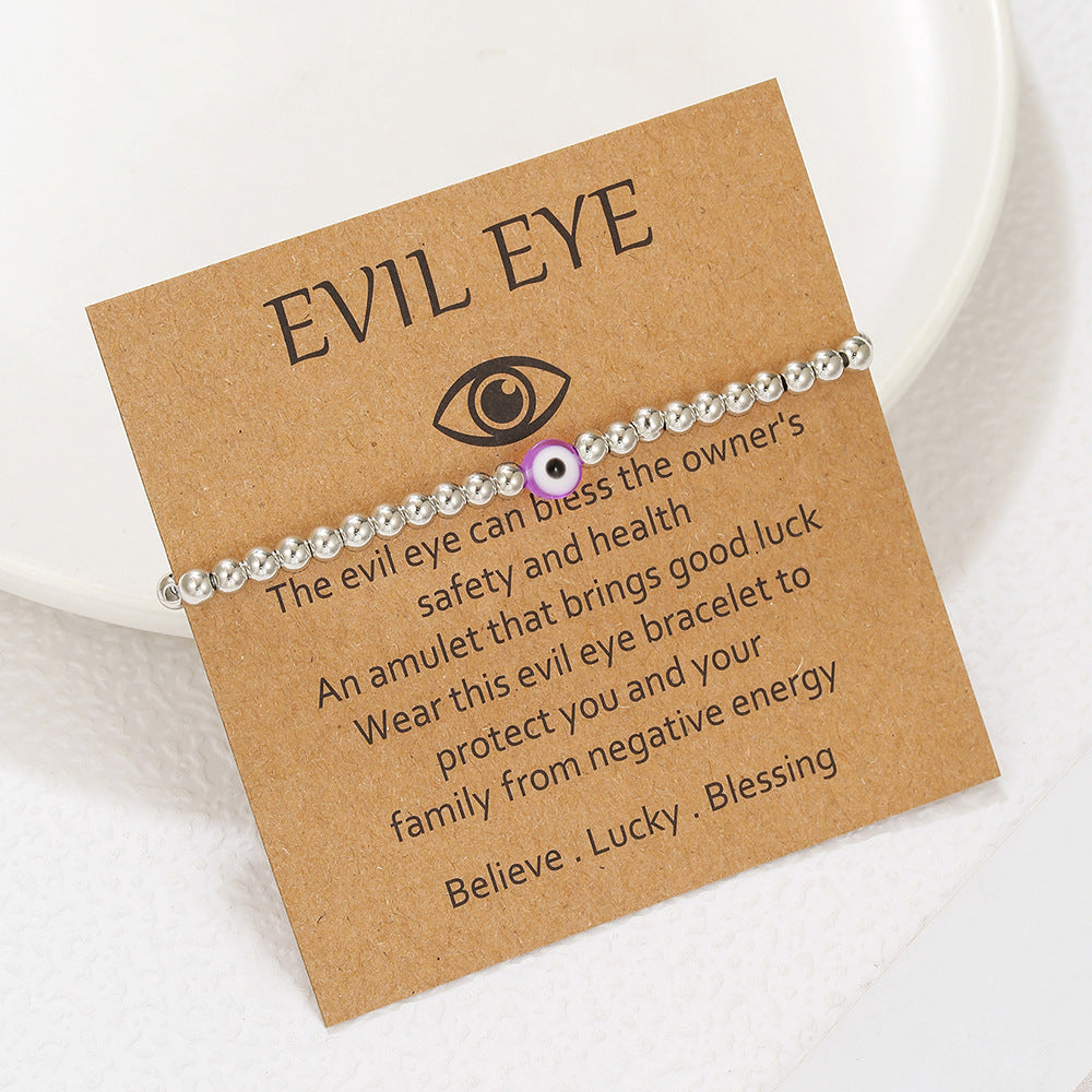Handmade Round Acrylic Evil Eye Beaded Bracelet Unisex Friendship Jewelry