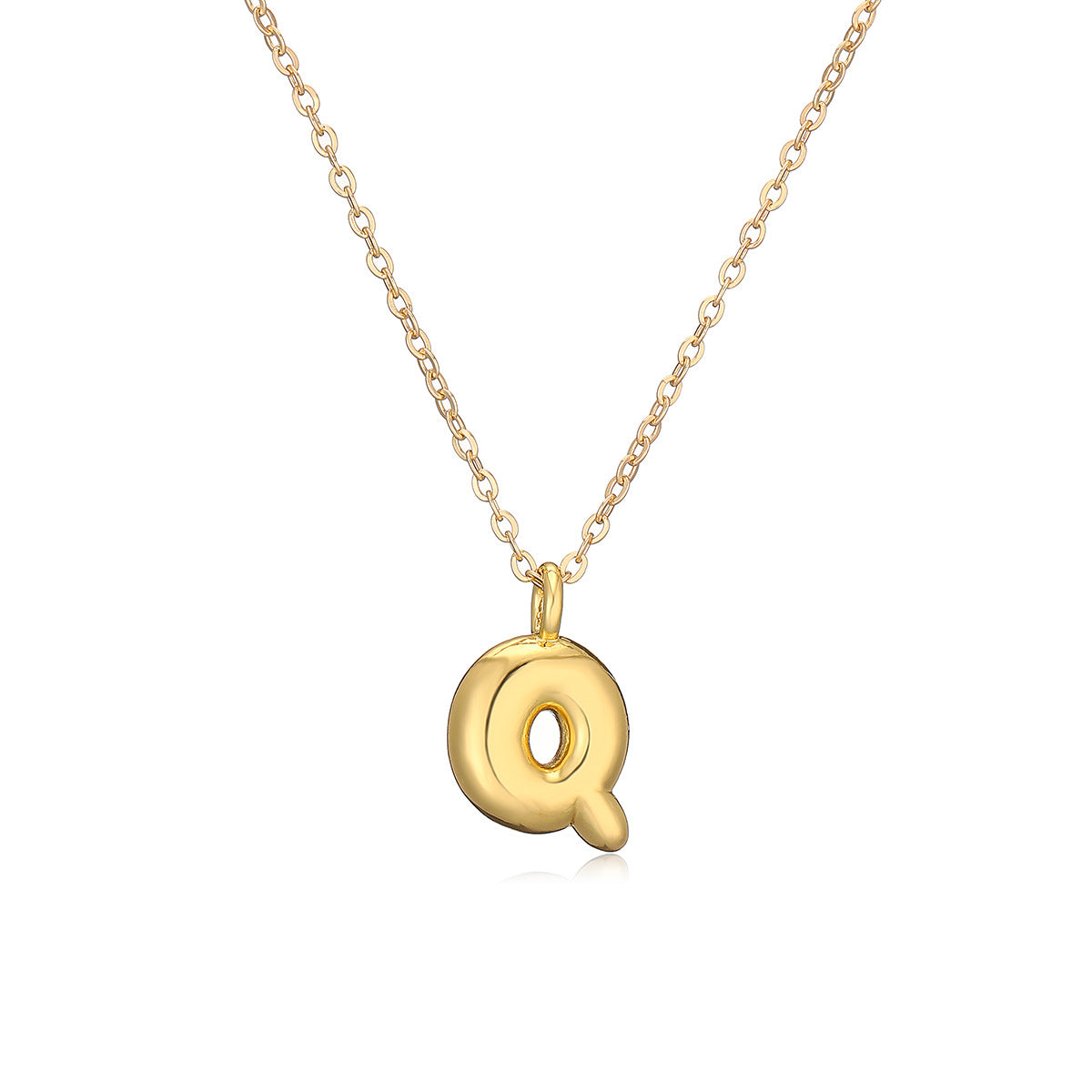 Minimalist Letter-Shaped Copper Pendant Necklace with Real Gold Plating for Women