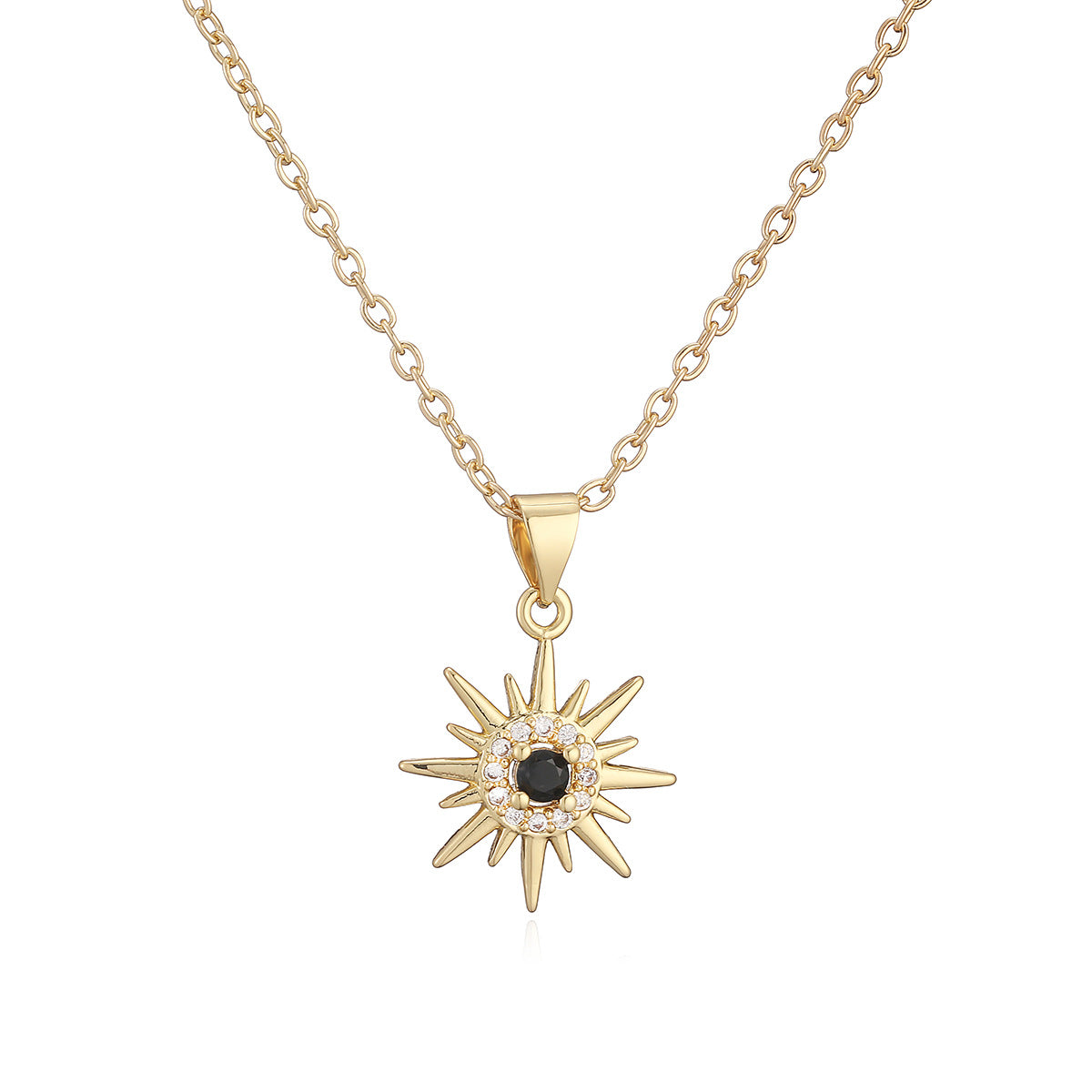 Minimalist 18K Gold Plated Brass Heart Evil Eye Cubic Zirconia Pendant Necklace for Women