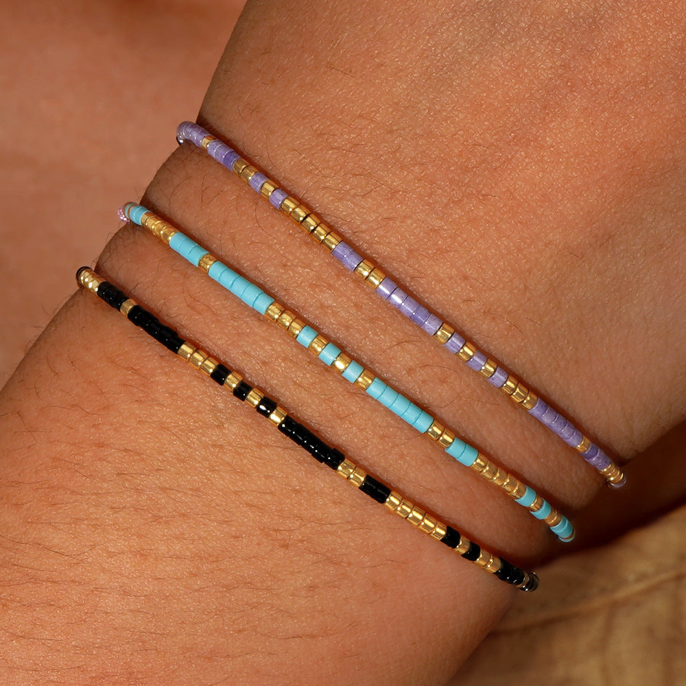 Bohemian Geometric Seed Bead Morse Code Bracelet Unisex Handmade Knotted Cord Jewelry
