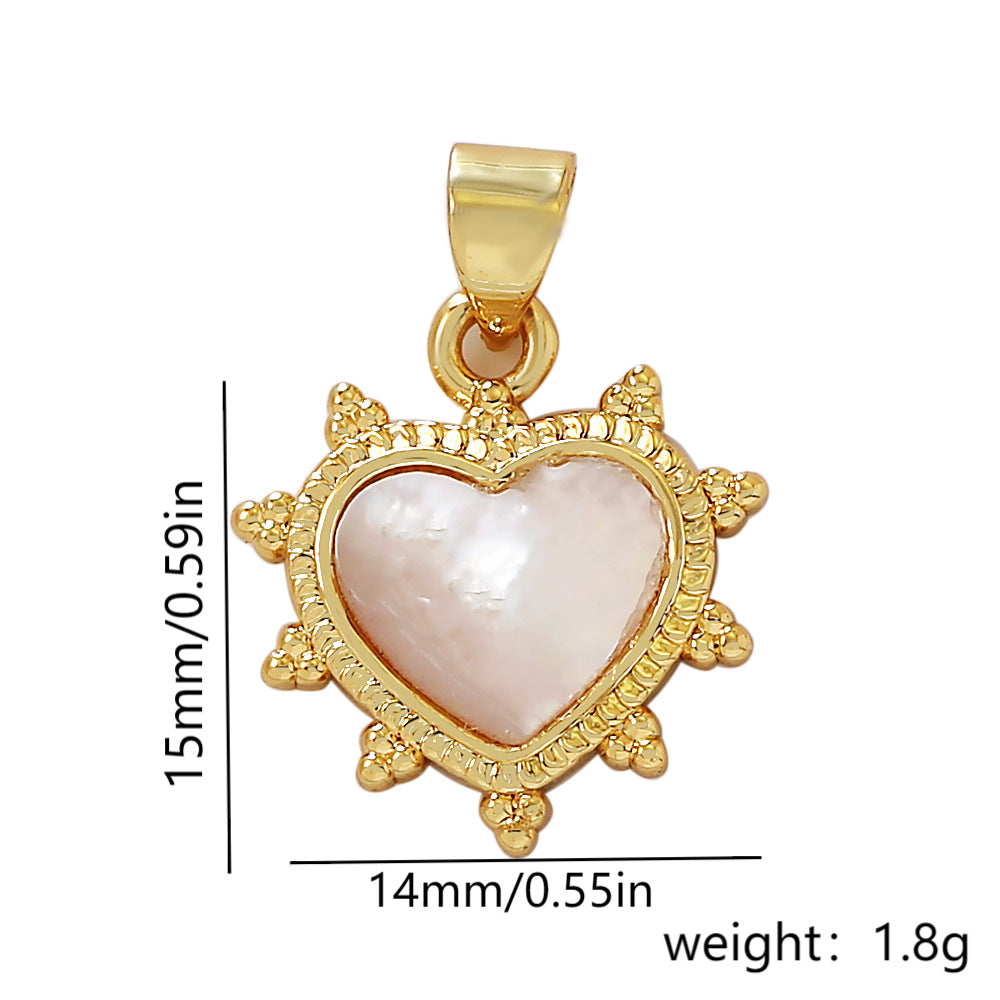 Barra con ciondolo a forma di cuore minimalista di lusso, placcata in ottone con zirconi cubici