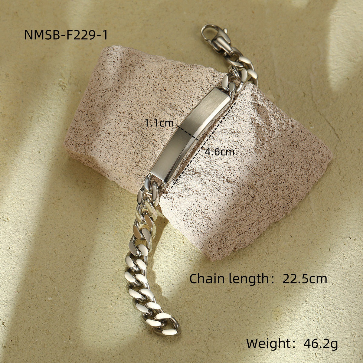 Pulsera de barra con dije DIY grabada con láser, geométrica, de acero de titanio chapado en oro de 18 quilates PVD para unisex