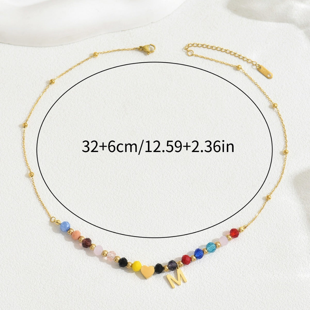 Collar con colgante de letra de corazón minimalista, dulce y fresco, para mujer, cadena larga de clavícula con cobre chapado y diseño de cuentas