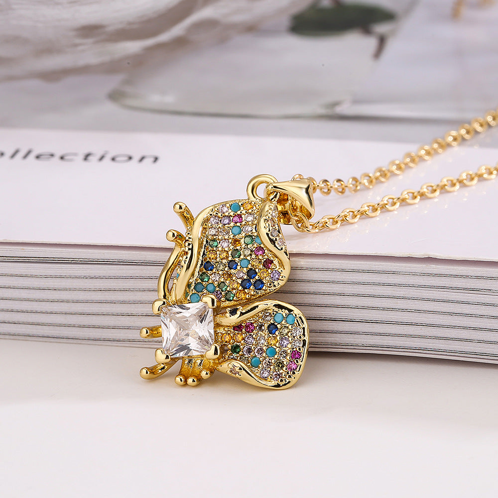 Minimalist Butterfly Pendant Necklace for Women in Copper with Geometric Design, Fashionable Clavicle Chain