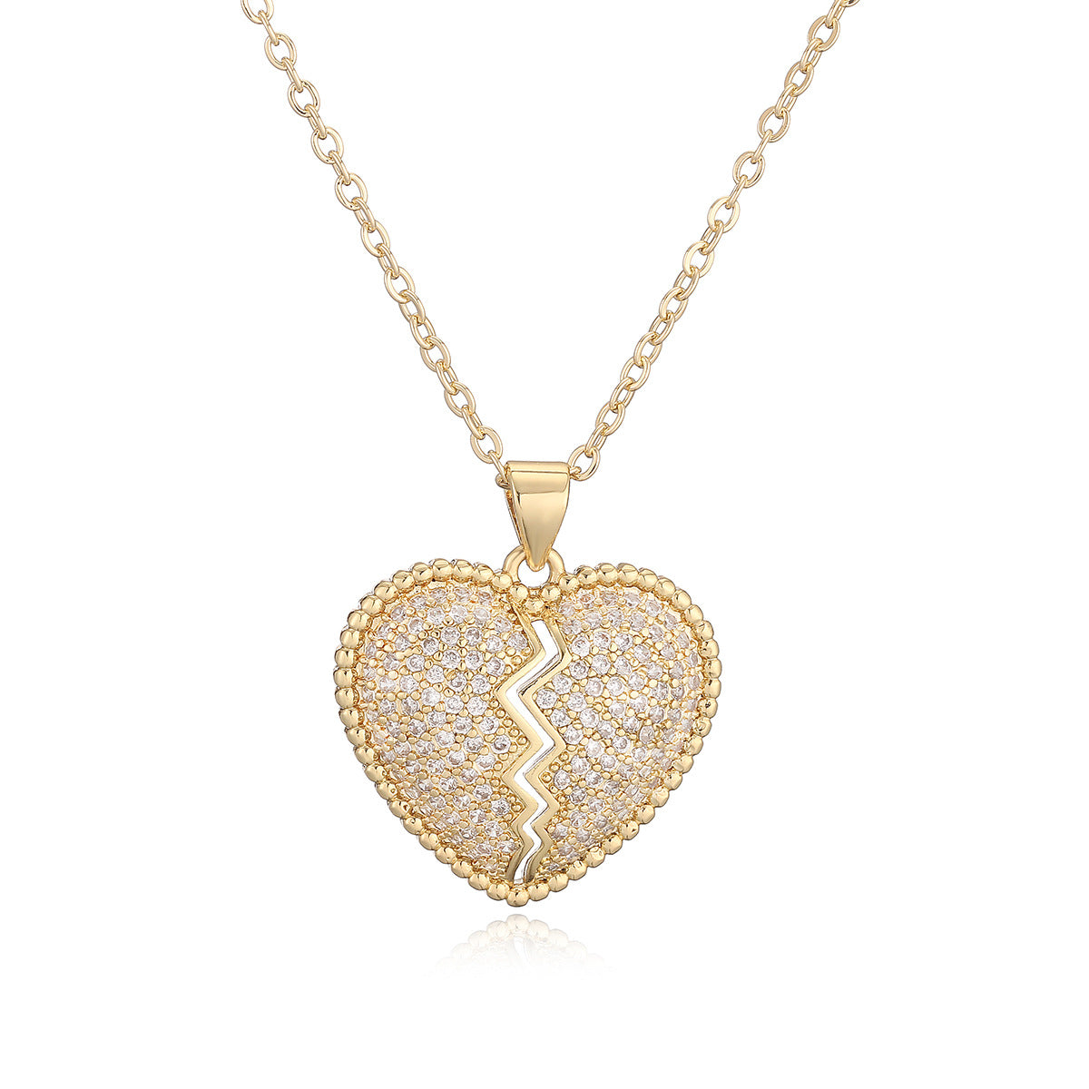 Minimalist Heart Cubic Zirconia Plated Brass Pendant Necklace for Women