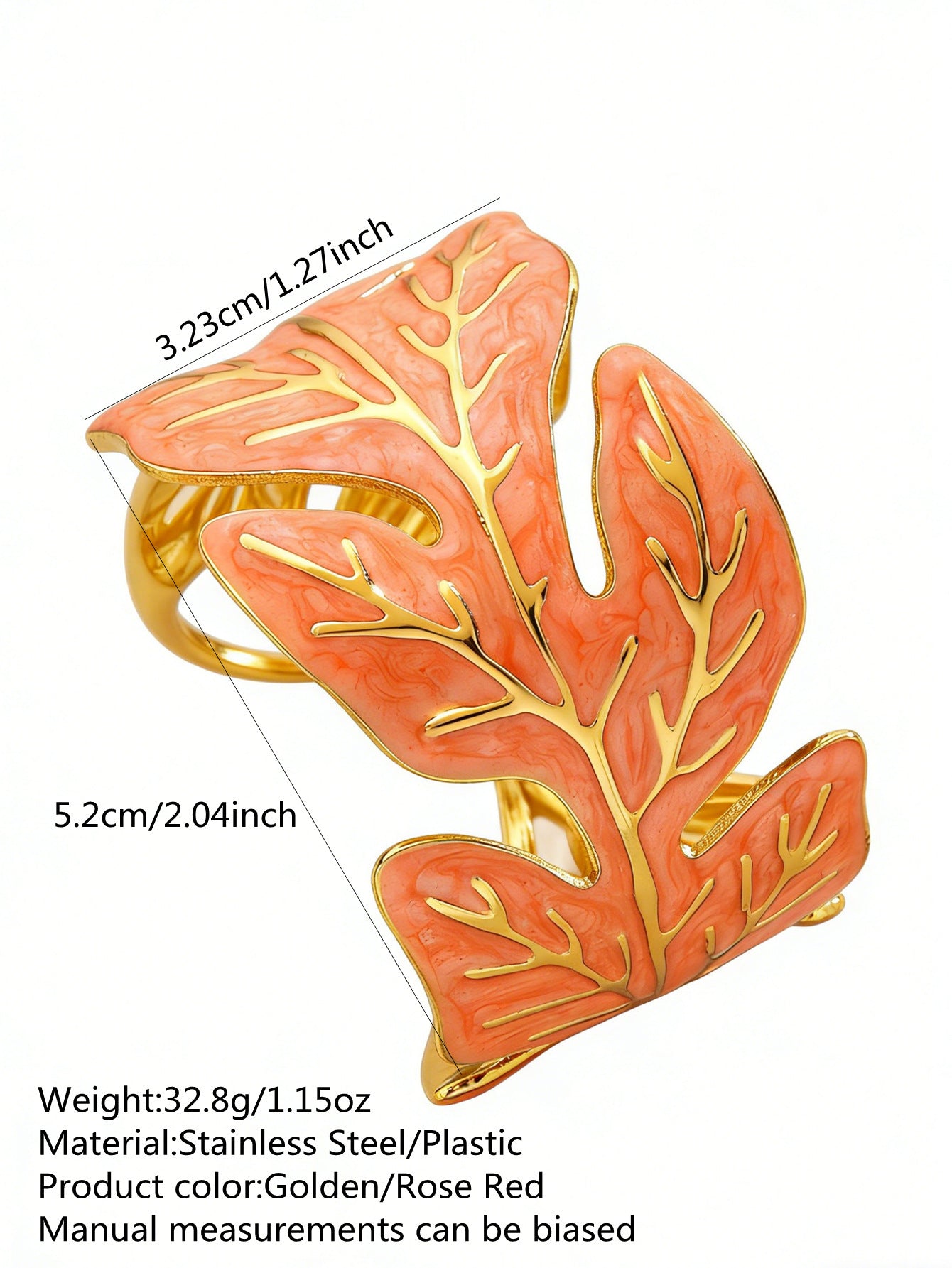 Elegante Pulsera Abierta de Lujo Floral con Esmalte de Aceite de Acero Inoxidable y Titanio con Cereza