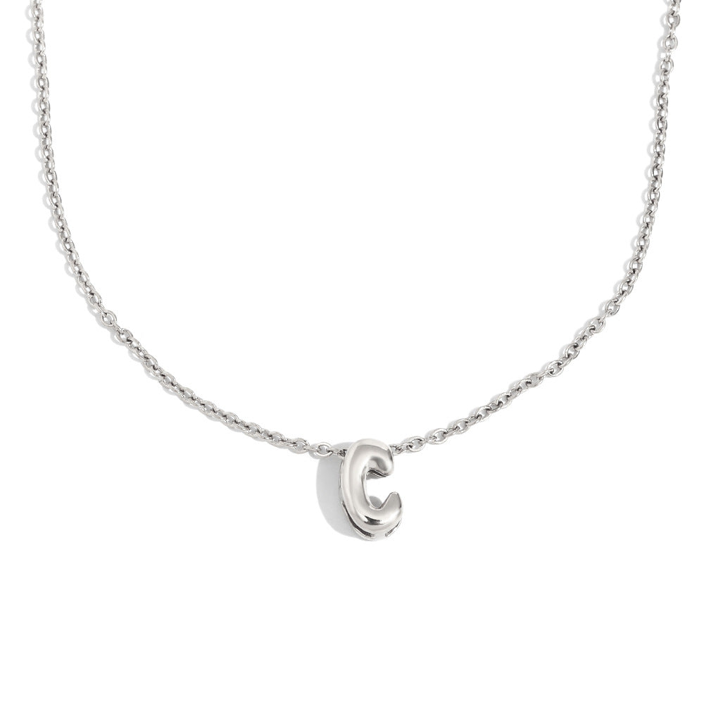 Fashionable Minimalist Letter Pendant Necklace in Stainless Steel with 18K Gold Plating for Women