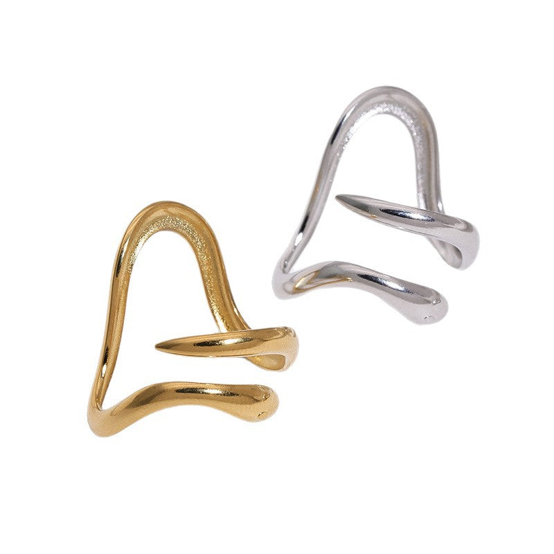 Minimalist Women's 18K Gold Plated Stainless Steel Irregular Geometric Ring