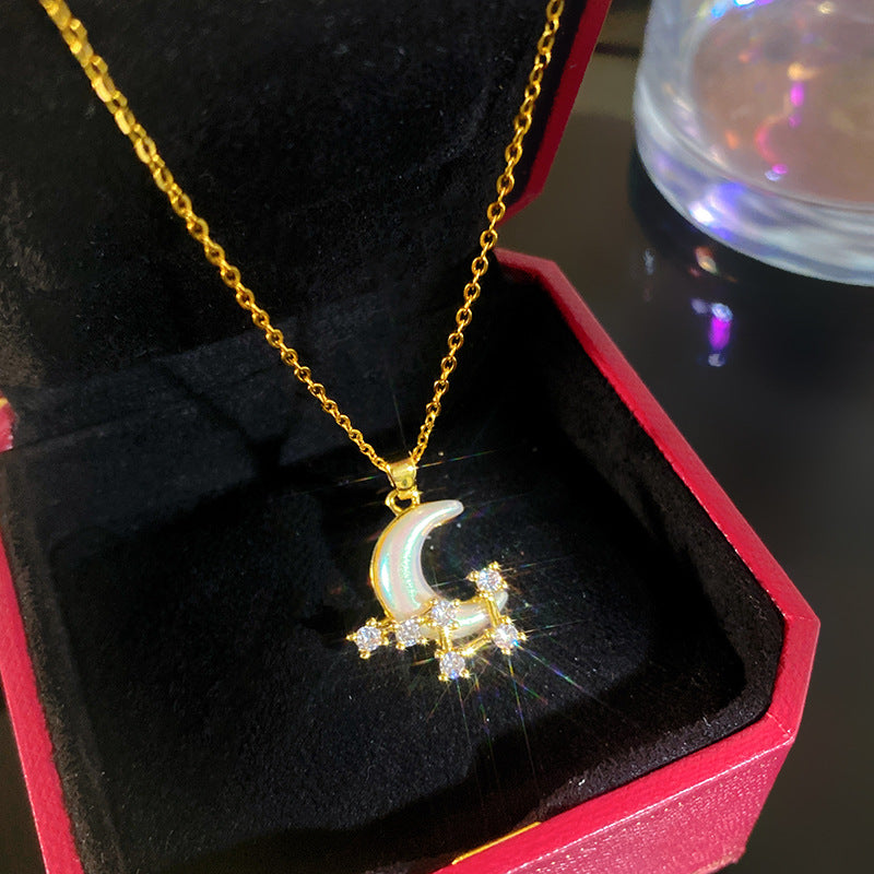 Sporty Sweet Micro-Set Cubic Zirconia Fruit Square Pendant Titanium Steel Cable Chain Necklace