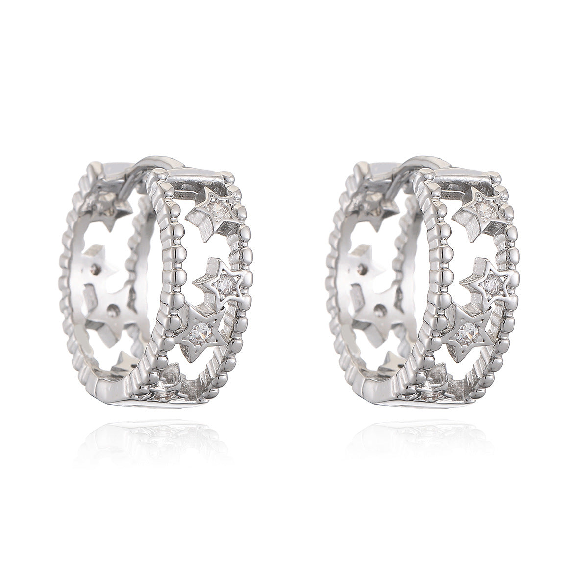 Orecchini a stella geometrici minimalisti per donne in rame con placcatura in oro 18K e intarsio di zirconi