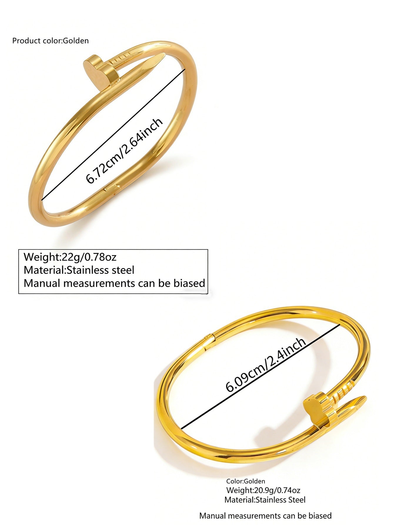 Bracciale rigido di lusso in acciaio inossidabile placcato oro 18 carati con quadrifoglio e cuore