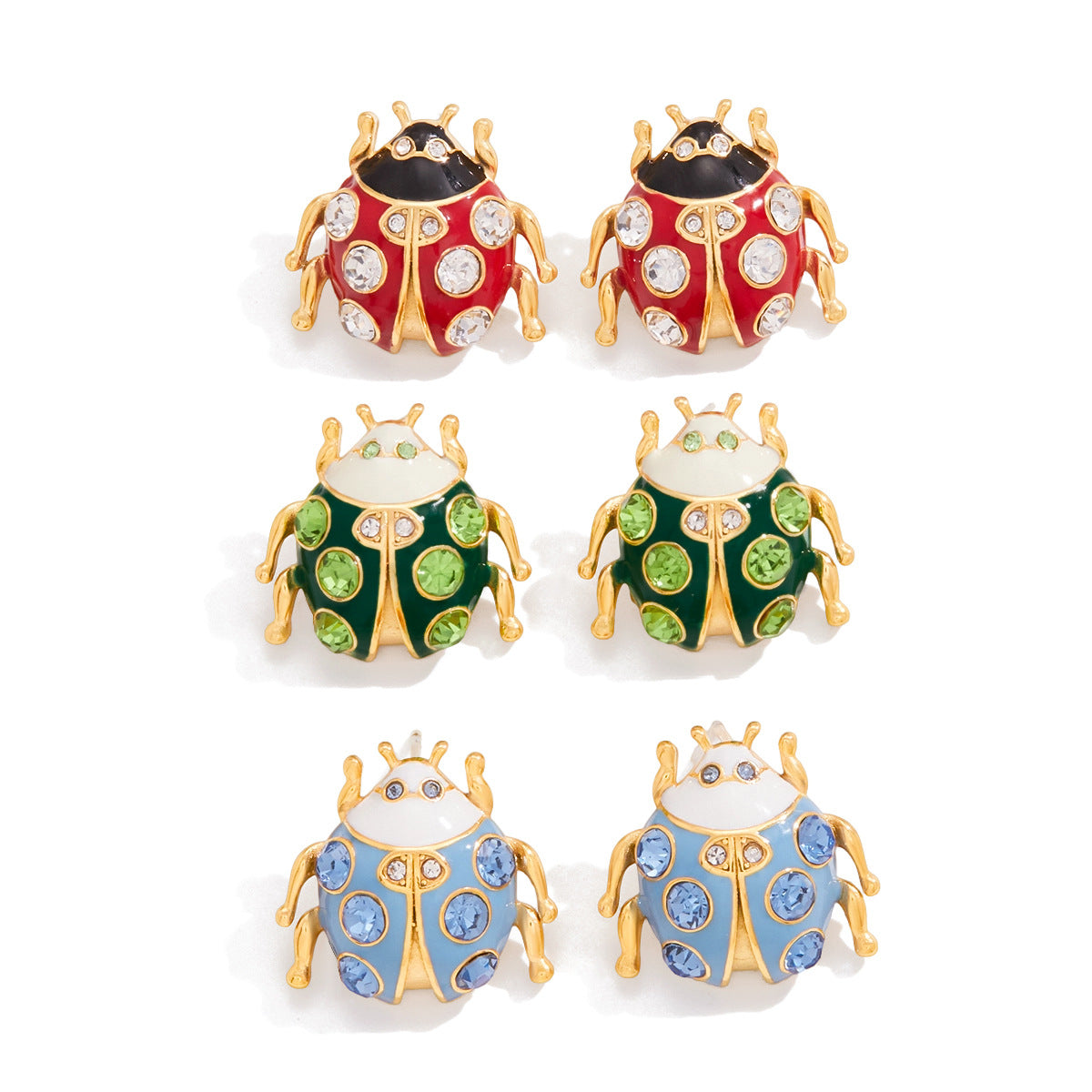 Sweet Stainless Steel Plated Animal Ladybug Stud Earrings for Women