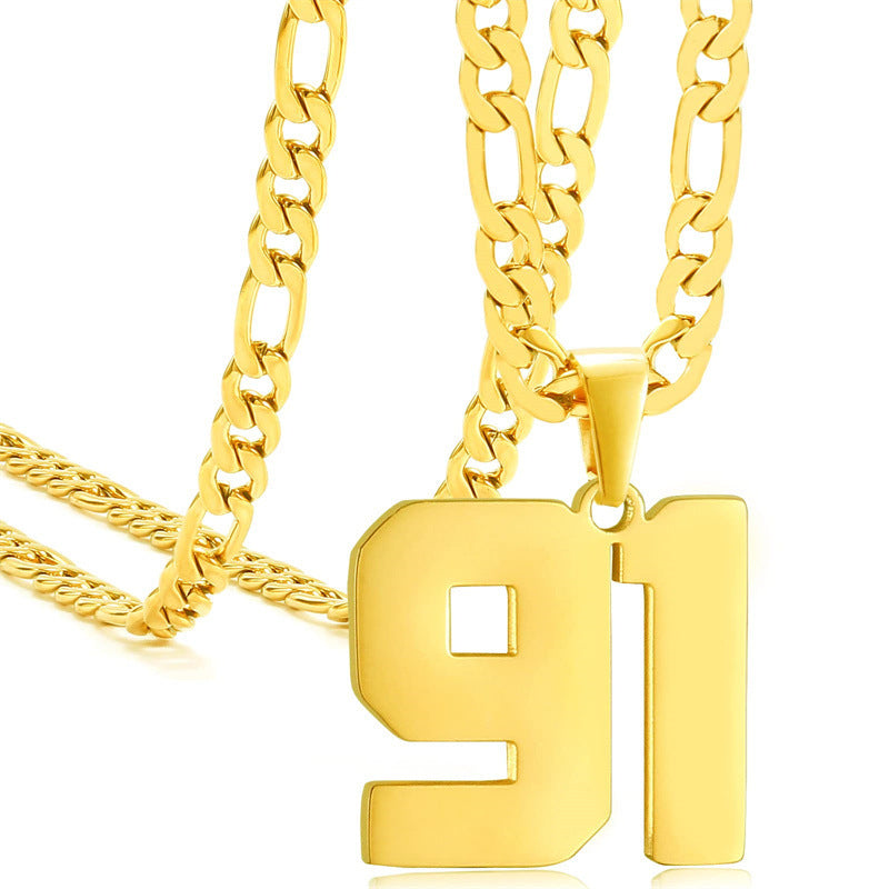 Minimalist Numeric Pendant Necklace for Men and Women Stainless Steel Chain with Polished Titanium Steel Charm