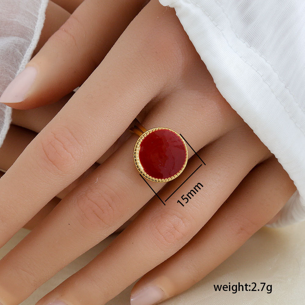 Minimalist Geometric Stainless Steel Gold-Plated Adjustable Open Ring for Women