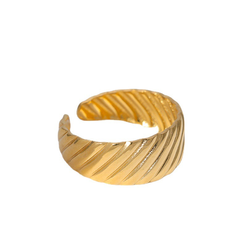 18K Gold Plated Geometric Stainless Steel Ring for Women