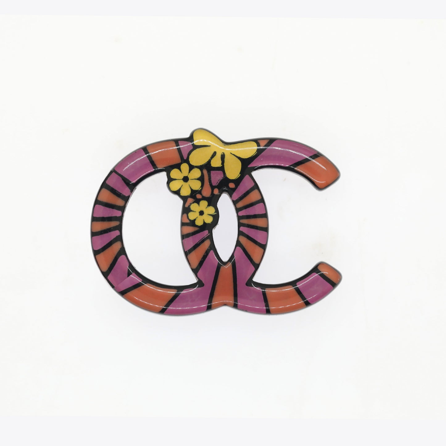 Exclusivo broche de letras acrílico de doble capa con incrustaciones de pedrería y acabado chapado para mujer