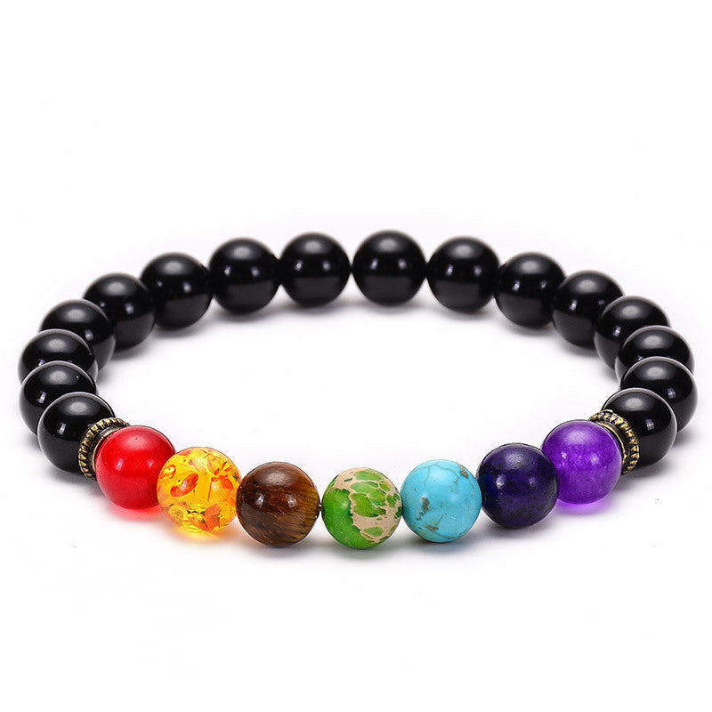 Natural Agate Lava Stone Beaded Bracelet Round Geometric Unisex Yoga Jewelry