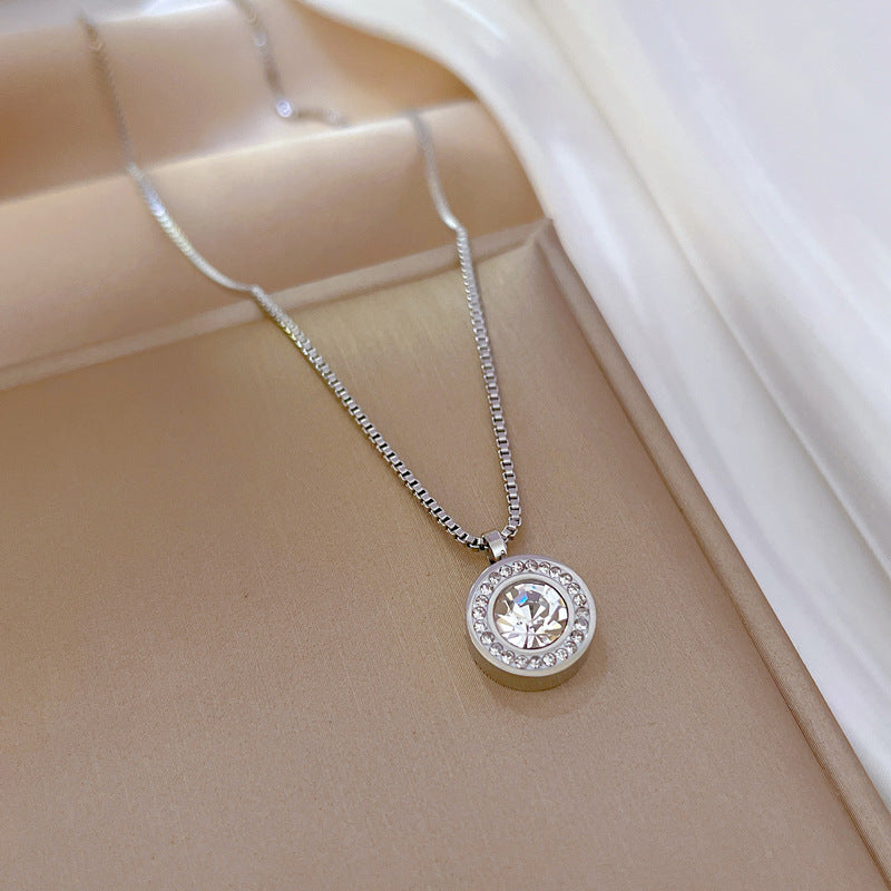 Collar Minimalista de Acero de Titanio Geométrico con Chapado en Oro para Mujer, Colgante de Cadena tipo Guardapelo, Joyería