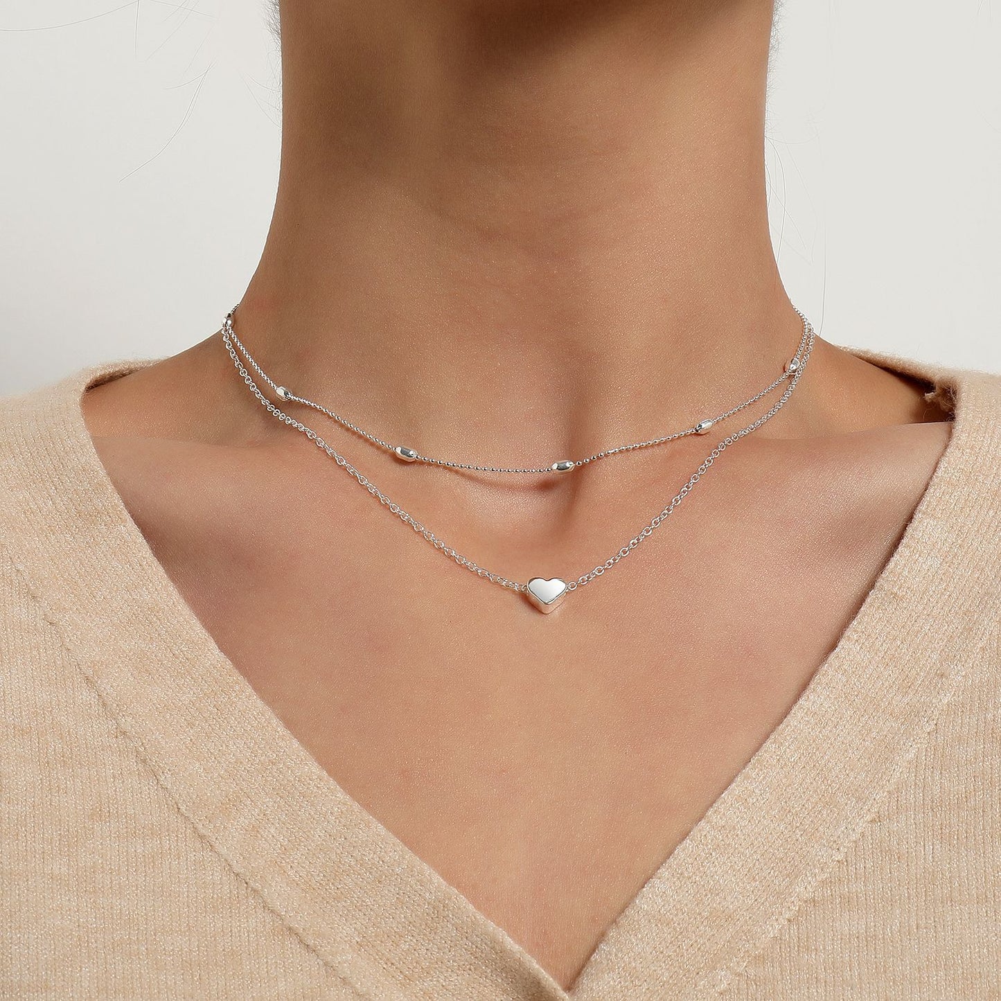 Alloy Heart Geometric Necklace Minimalist Fashion Pendant Necklace