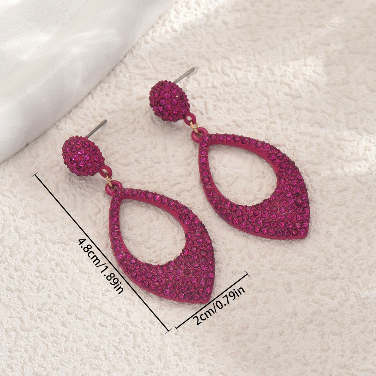 Minimalist Geometric U-Shaped Alloy Hoop Earrings with Full Rhinestone Inlay for Women