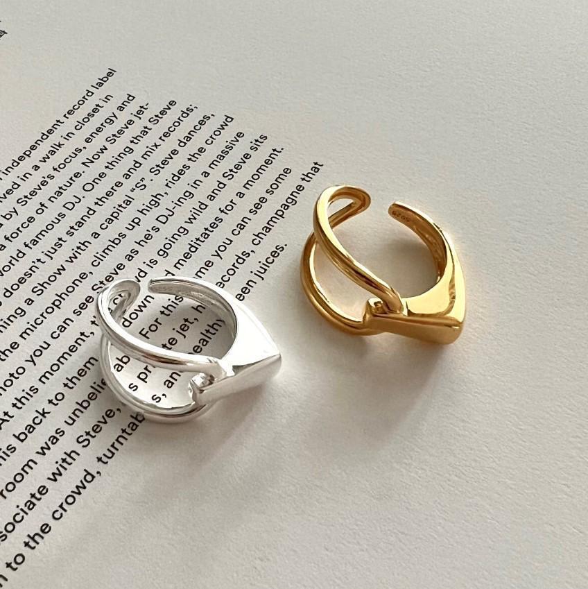 Anillo Ajustable Minimalista de Plata de Ley 925 con Forma de Corazón para Mujer