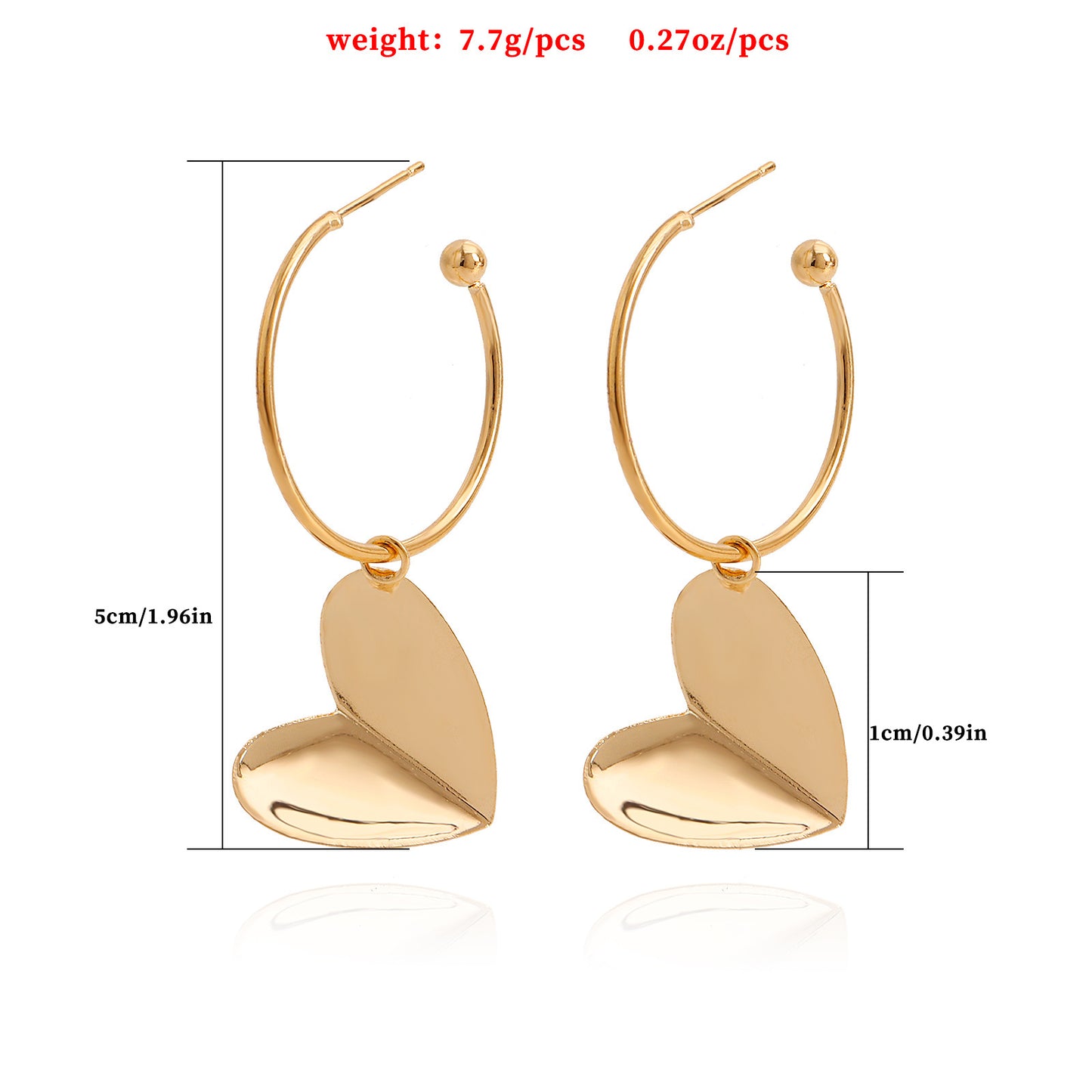 Geometric Large Hoop Heart Pendant Earrings for Women Alloy Electroplated Fashion Jewelry