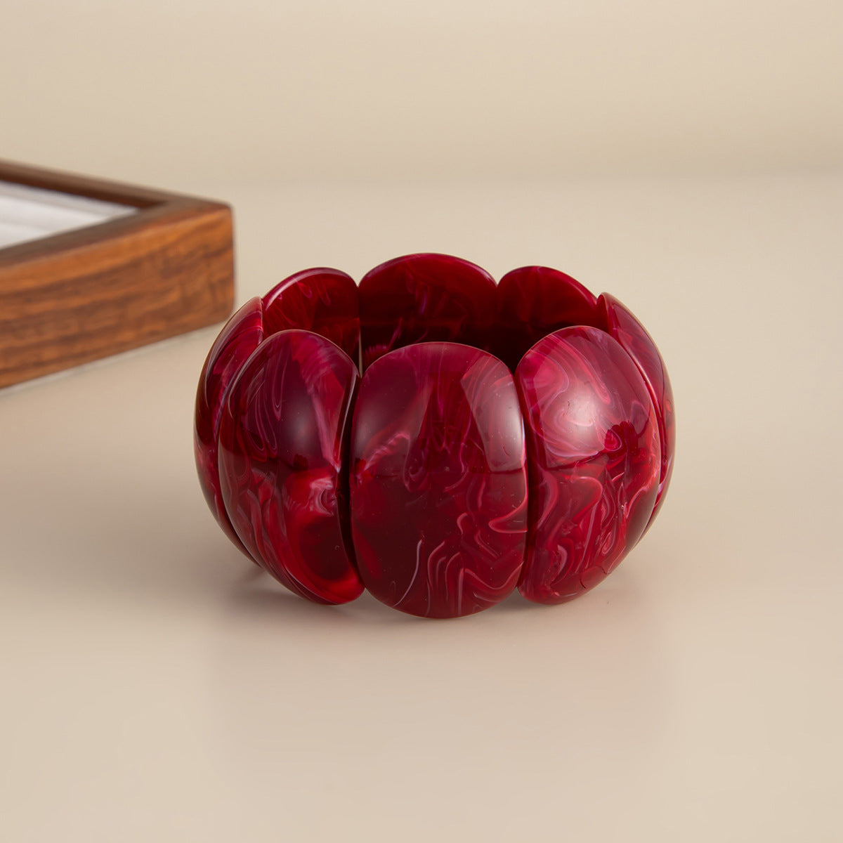 Vintage Geometric Oval Resin Wide Cuff Bracelet