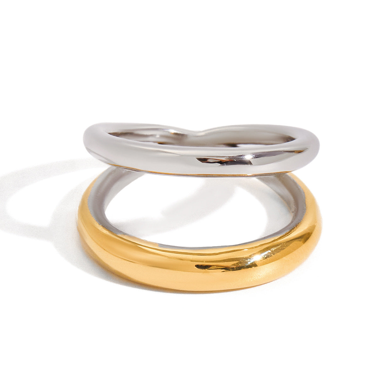 Anello Geometrico in Acciaio Inox con Finitura Galvanizzata da Donna, Gioiello Minimalista alla Moda