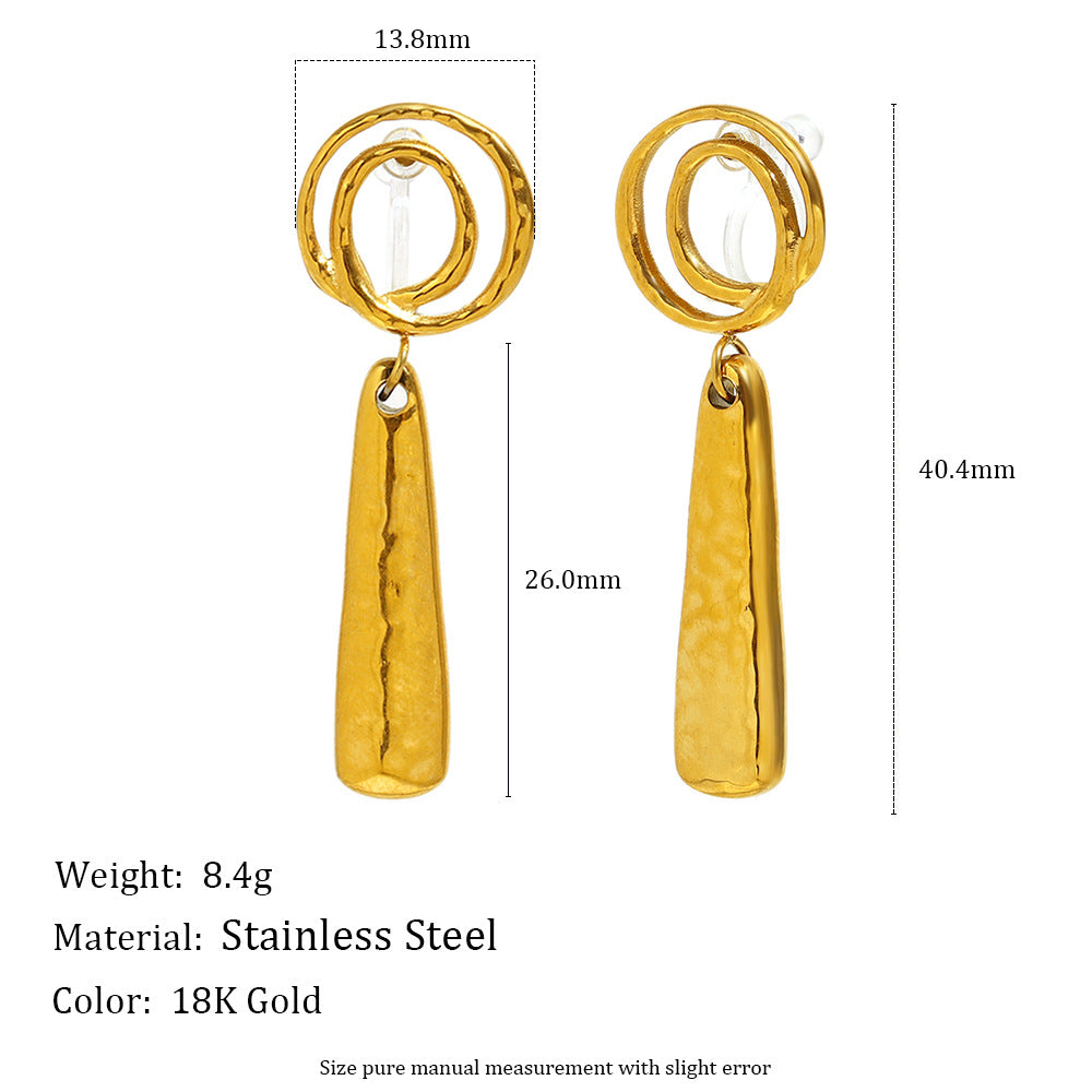 Fashionable Geometric Stainless Steel Plated 18K Gold Zircon Flower Pearl Clip-On Earrings for Women