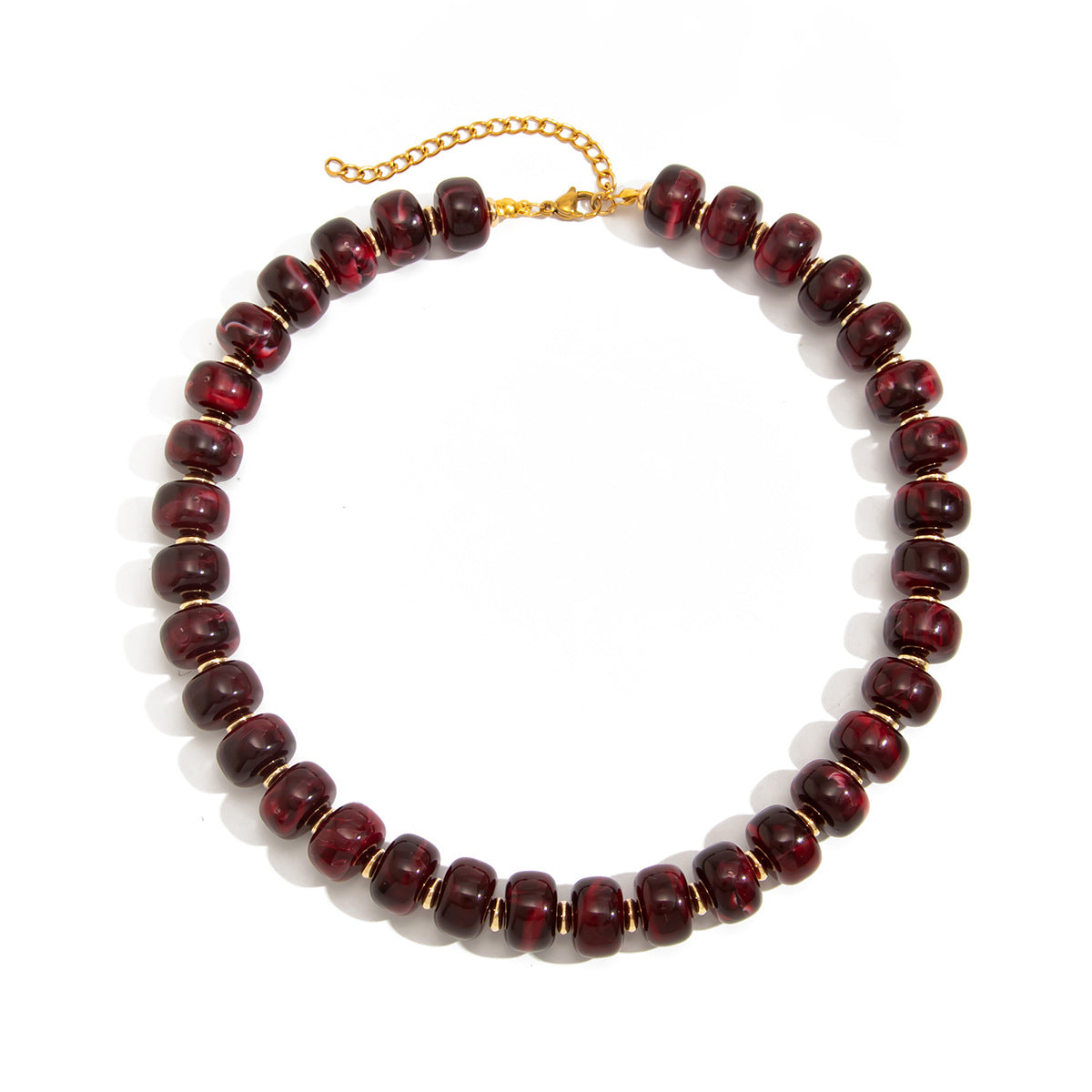 Bohemian Geometric Gradient Resin Plated Stainless Steel Ball Chain Necklace for Women