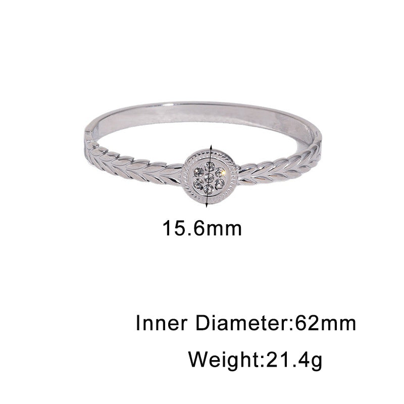 Minimalist Luxury Geometric Rhinestone Inlay Stainless Steel Bracelet