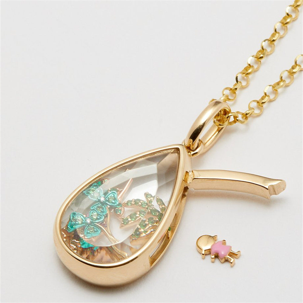Fashionable Heart-Shaped and Teardrop Pendant Necklace in Copper with Electroplated Finish for Women