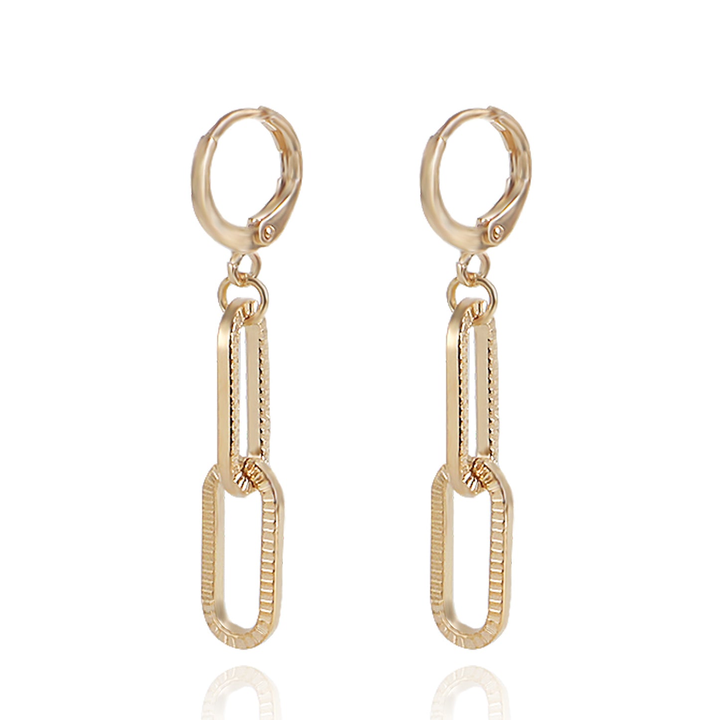 Pendientes minimalistas de aleación con baño de oro, esmaltados con diseño de flor geométrica para mujer