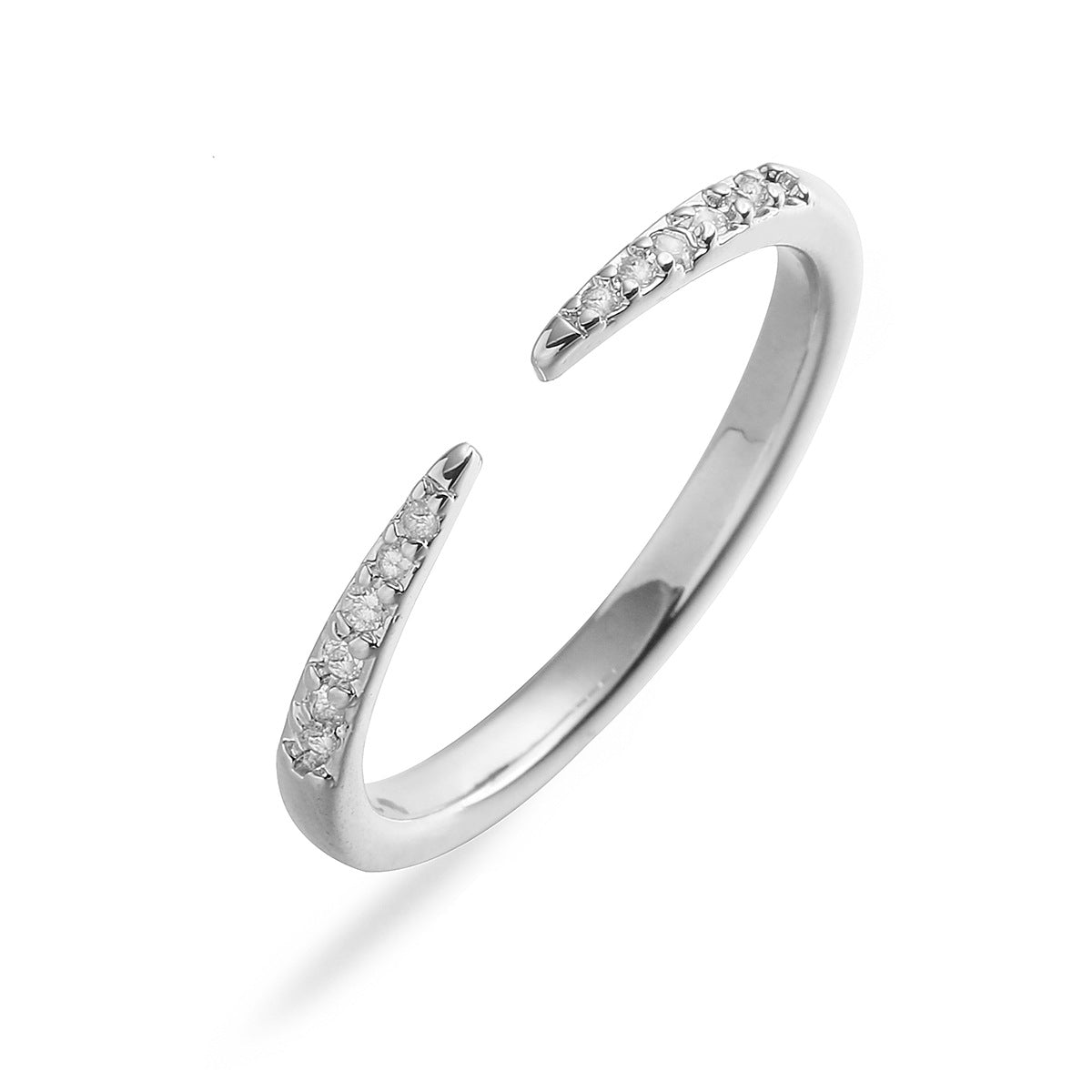 Anello Aperto Geometrico Minimalista da Donna in Rame Placcato Oro 18K con Intarsio di Zirconi