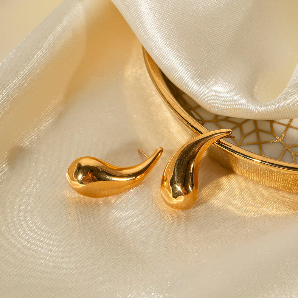 Minimalist Geometric Stainless Steel Earrings with 18K Gold Plating for Women