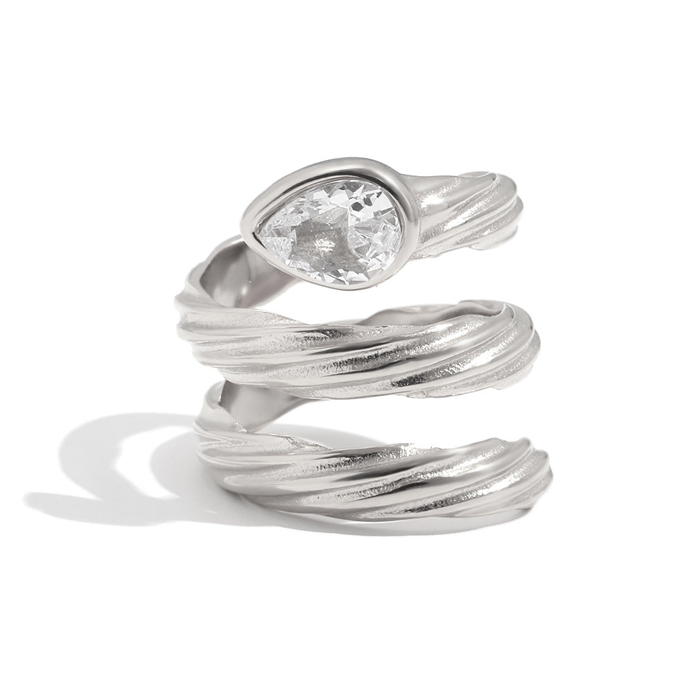Anello da donna in acciaio inossidabile placcato oro 18 carati con geometria di lusso vintage