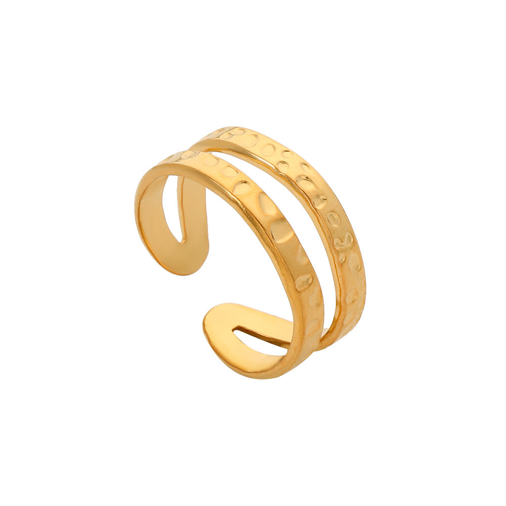 Minimalist Geometric Hollow Open Adjustable Titanium Steel Ring