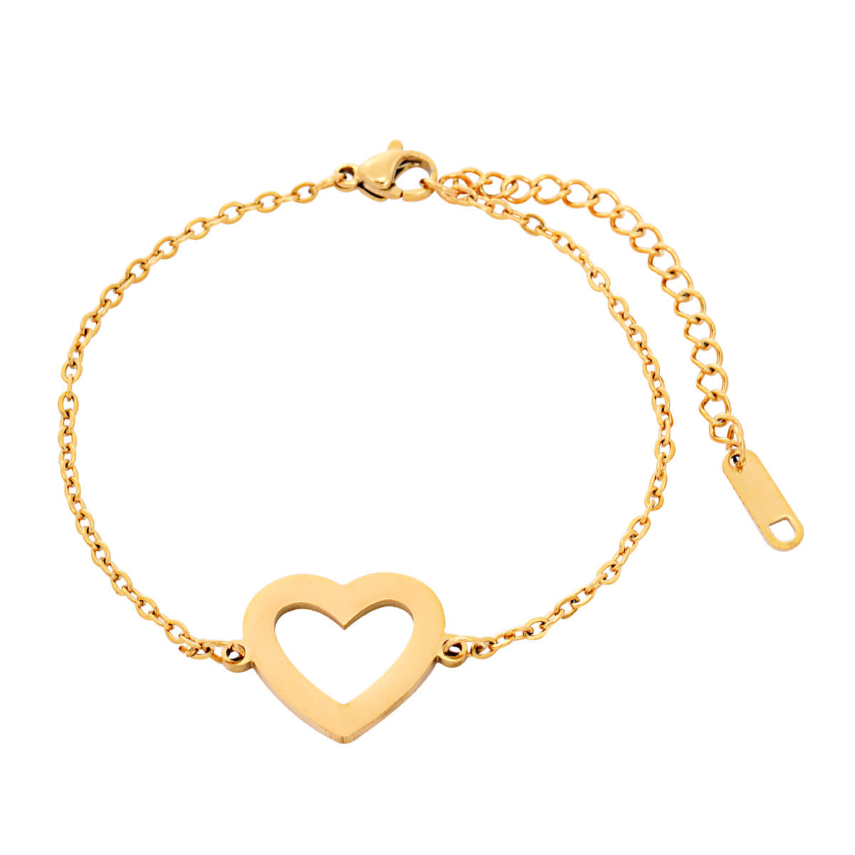 Bracciale da donna minimalista a cuore vuoto in acciaio inossidabile con finitura placcata