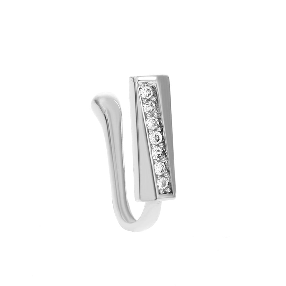 Clip per il naso a forma di U con stella e cuore placcata in rame vintage con zirconia cubica