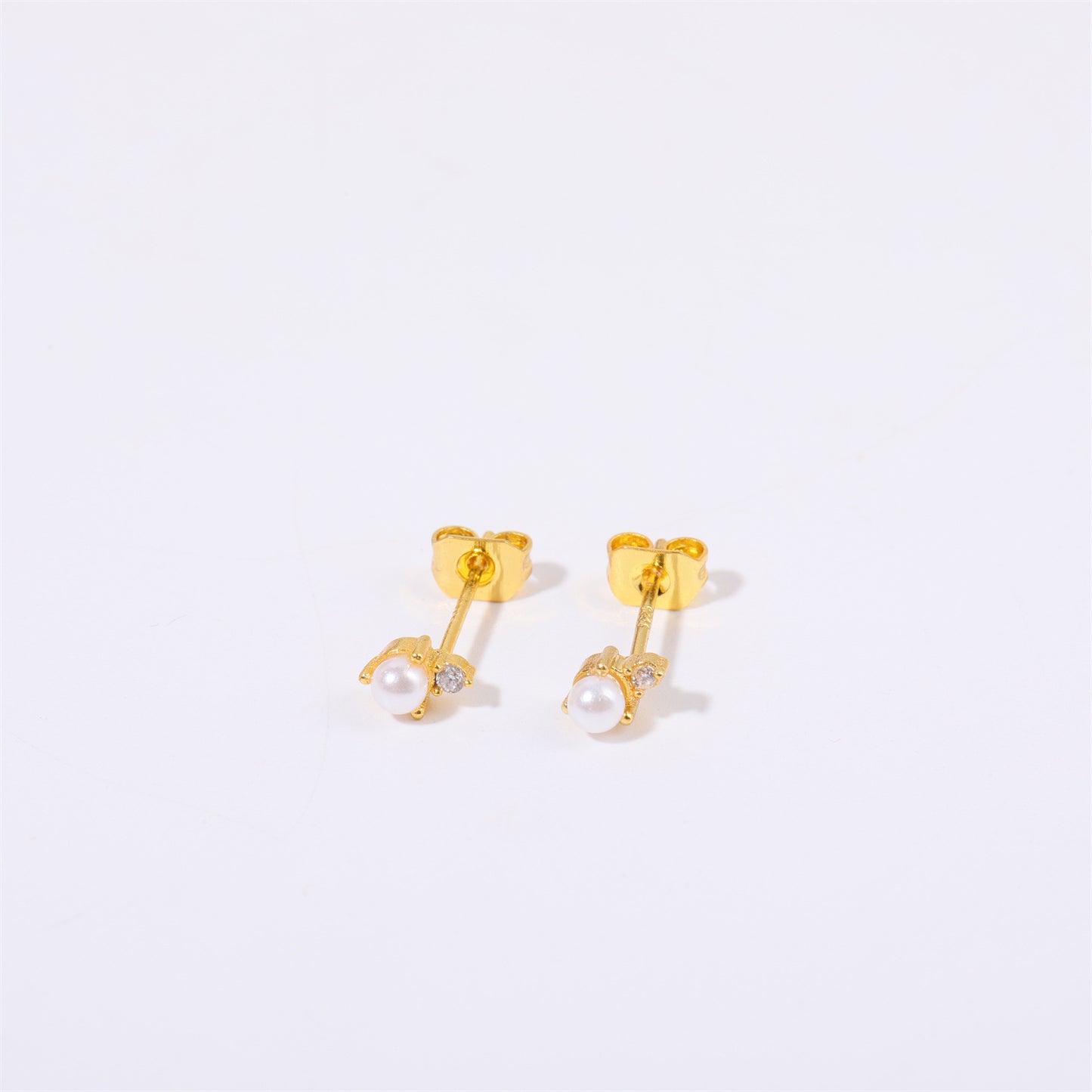 Minimalist Geometric Titanium Steel Gold-Plated Birthstone Stud Earrings with Zircon for December, Stainless Steel Post
