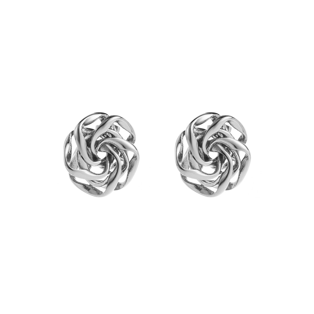 Pendientes minimalistas de acero inoxidable con luna geométrica y motivos florales con baño de oro para mujer