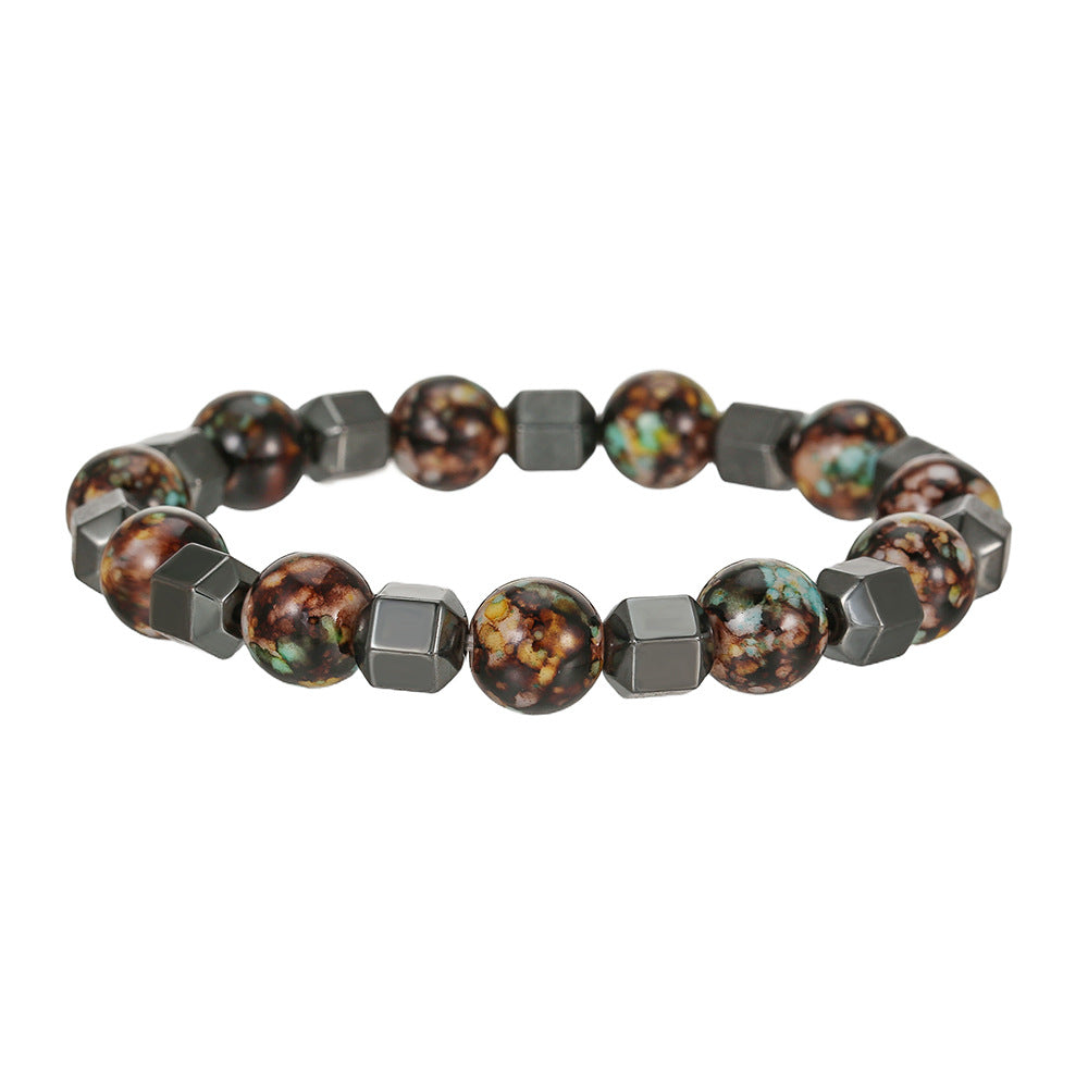 Hip-hop Minimalist Geometric Round Hematite Handmade Bracelet Unisex